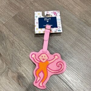 Roller Rabbit Pink Monkey Luggage Tag